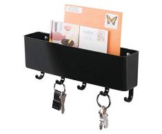 mDesign Schlüsselbrett mit Ablage - vielseitiges Schlüsselboard aus robustem Hartplastik mit Briefablage für Post oder Handys