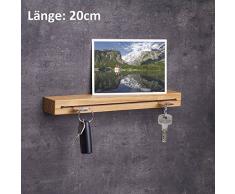 WOODS Schlüsselbrett Holz mit Ablage I Nut - Schlüsselhalter modern I Wanddekoration aus Holz handgefertigt in Bayern I Schlüsselleiste Landhaus Design I Schlüsselboard aus Holz (Eiche, 20 cm)