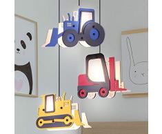 Kinder Decken Pendel Lampe Traktor Stapler Jungen Spiel Zimmer Hänge Leuchte Schubraupe