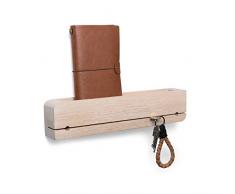 Natuhr Schlüsselbrett Ablage Holz Schlüsselhalter Schlüsselleiste (Eiche gekalkt)