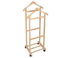Hagspiel Herrendiener, Kleiderständer aus Buchenholz, natur lackiert, stummer Diener, Made in EU