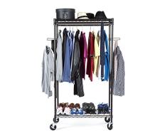 Mobile Garderobe, bronzefarben, mit großer Aufnahmekapazität, stabilen Rollen zum leichten Verschieben und verstellbaren Einlagen für ultimative Flexibilität