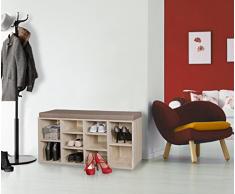 FineBuy Schuhbank Sonoma Eiche 10 Paar Schuhe & Stiefel 103,5 x 53 x 30 cm |Schuhschrank mit Sitzbank & Sitzkissen abnehmbar | Flur Schuhregal mit Bank | Kleine Holz Kommode Garderobe Aufbewahrung