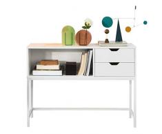 SoBuy FSB20-W Konsolentisch Beistelltisch Flurtisch mit 2 Schubladen und 1 offenem Fach Sideboard Weiß BHT ca: 110x80x30cm