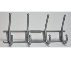 Garderobe Hakenleiste Garderobenleiste Kleiderhaken Kunststoff silber mit 4 Haken verdeckte Verschraubung 370 x 165 x 70mm