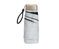 Vicloon Mini Regenschirm, Taschenschirme Mit 6 Rippen, 210T Stoff & Aluminium Schirmständer, Sonnenschutz Regenschirm Im Freien UV Faltender Regenschirm, Goldener Griff, Leicht Kompakt - Weiß