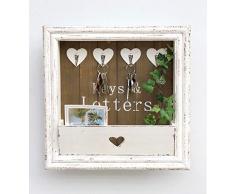 DanDiBo Wandorganizer Vintage Schlüsselbrett Holz mit Ablage 93857 Weiß 40cm Schlüsselboard Briefablage Schlüsselkasten Shabby Chic Memoboard