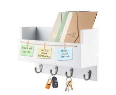 Halcent Wand Zeitschriftenhalter Briefablage Zeitungsständer Schlüsselbrett Holz Zeitungshalter Wandorganizer Schlüsselhaken für Schlüsseln Briefen Prospekten