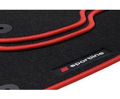 teileplus24 PV100 Fußmatten Gummimatten Sportline Design Bandeinfassung Ziernähte, Bandeinfassung:Rot