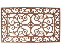 Esschert Design Schmutzfangmatte, Fußmatte in antik aus rötlichem Gusseisen, rechteckig, ca. 58 cm x 34 cm