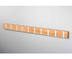 LOCA Knax Garderobe Waagerecht Kernbuche 10 Haken, Grau