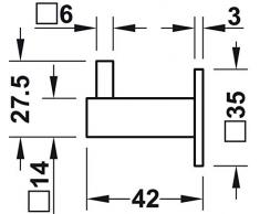 Gedotec Garderobenhaken Edelstahl matt Kleiderhaken eckig - H8585 | Höhe: 50 mm | Design Wandgarderobe für Wand & Paneel | Wand-Haken Wird unsichtbar verschraubt | 1 Stück - Mantelhaken mit Schrauben