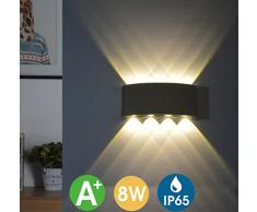 LED Wandleuchte Innen, LED Wandlampe Außen 8W Wasserdicht IP65 Modern Up Down Leuchte Wandlicht Aluminium Wandbeleuchtung für Bad Flur Kinderzimmer Treppenhaus Wohnzimmer Schlafzimmer