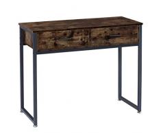 BOTONE Konsolentisch, Schreibtisch mit Schubladen, Flurtisch, Beistelltisch mit Metallgestell, Sideboard rustikal, Vintage, Industrie-Design, Füße verstellbar (100x40x83cm)