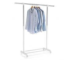 CARO-Möbel Rollgarderobe SALA Garderobenwagen Kleiderständer weiß höhenverstellbar und ausziehbar