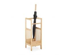 Relaxdays Schirmständer Bambus, eckig, 2 Griffe, H x B x T: ca. 64 x 25 x 26,5 cm, Umbrella Stand, Schirmhalter, natur