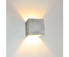 Wandleuchte s.LUCE Plinth Up & Down aus Beton 13 x 13 cm grau moderne Wandlampe mit Lichteffekt Flur Treppenhausleuchte im Industriestil minimalistische Wohnzimmerlampe