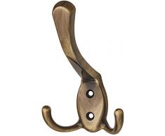 Gedotec Garderobenhaken Vintage Kleiderhaken Garderobe Antik braun gerieben - JUNA | Mantel-Haken für Wand-Montage & Tür | Doppelhaken 123 x 76 mm | 1 Stück - Design Wandhaken Aufhänger mit Schrauben