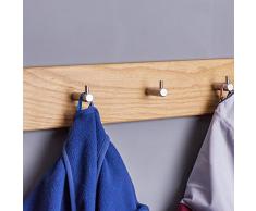 Wandgarderobe aus Holz | handgefertigt in Bayern | Garderobenpaneel Garderobenleiste Hakenleiste Garderobe-Holz | Handtuchhalter | Massiv-Holz | Eichenholz 70cm 5 Haken