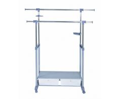 Haku-Möbel 44742 Rollgarderobe 93/141 x 44 x 112/162 cm, alu/chrom/grau