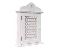 elbmöbel Schlüsselkasten Schlüsselbox mit Gitteroptik Tür Schlüsselschrank weiß antik Landhaus Rosali Holz