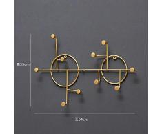 CAISHENY Haken Wandhänger Haken Modernen Stil Veranda Haken Wandbehang Garderobe Schmiedeeisen Kleidertür Haken-Gold_10Hook