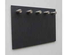 Melingo Design Schlüsselbrett / Schlüsselleiste rechteckig, anthrazit mit fünf Edelstahl Schlüsselhaken inkl. Befestigungsmaterial - Schlüssel Ordnungssystem für Flur / Eingangsbereich / Treppenhaus / Wohnzimmer / Küche