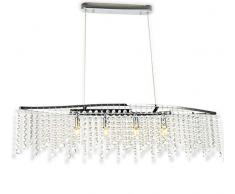 Arsamas LED Kristall Chrom Hänge Pendel Lampe Länge 80 x100cm kürzbar 4xG9 Led Licht
