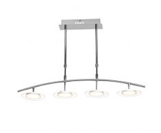 Brilliant Hanjo Pendelleuchte, 4-flammig, höhenverstellbar, LED integriert, 4x 5 W, 350lm, 3000K, Metall Glas, chrom/weiÃ/matt G93030/15