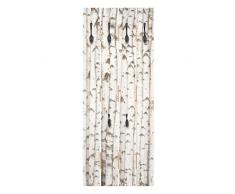 Wandgarderobe Holz Paneel - Birkenwand - Haken schwarz - Hoch 100 x 40cm