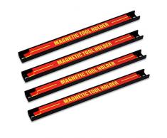 Navaris 4x Magnetische Werkzeughalter Leiste - ca. 30 cm lang mit Montage-Material - Wand Magnetleiste Set für Werkstatt - Magnet Werkzeug Halterung