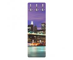 Apalis 78611 Wandgarderobe Brooklyn Bridge in New York City | Design Garderobe Garderobenpaneel Kleiderhaken Flurgarderobe Hakenleiste Holz Standgarderobe Hängegarderobe | 139x46cm