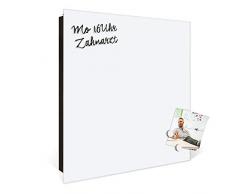 banjado Großer Schlüsselkasten aus Glas | Schlüsselbox mit 50 Haken | beschreibbare Glastür Scharnier Rechts | als Magnettafel nutzbar | Schlüsselaufbewahrung 30cm x 30cm | Motiv Weiß