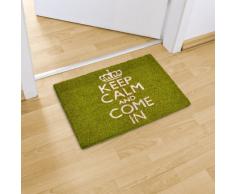 Relaxdays FuÃmatte Kokos KEEP CALM 40 x 60cm Kokosmatte mit rutschfester PVC Unterlage FuÃabtreter aus Kokosfaser als Schmutzfangmatte und Sauberlaufmatte FuÃabstreifer für AuÃen und Innen Matte, grün