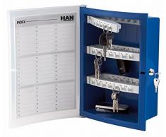 HAN Schlüsselbox INDEX 4023-14 in Blau mit Platz für 63 Schlüssel/Moderner Kunststoff Schlüsselkasten abschließbar & sicher/Schlüsseltresor zur Wandmontage