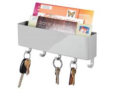 mDesign Schlüsselbrett mit Ablage aus Kunststoff – moderne Briefablage mit Schlüsselboard – praktisches Schlüsselbrett für den Eingangsbereich oder die Küche – grau