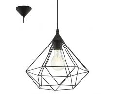 EGLO Pendellampe Tarbes, 1 flammige Vintage Pendelleuchte im Retro Look, Material: Stahl, Kunststoff, Farbe: schwarz, Fassung: E27, Ø 32,5 cm