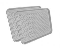 Spetebo 2X Schuhablage grau - 60x40cm - Abtropfschale Schuhmatte Schuhwanne Schuhtablett