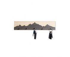 WOODS Schlüsselbrett Altholz mit Berg Motiv | Handgefertigt in Bayern | mehrere Ausführungen zur Auswahl | Schlüsselkasten Schlüsselhalter Schlüsselleiste Schlüsselboard | Motiv 40cm