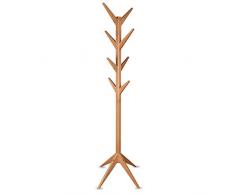 Staboos Massiver Garderobenständer Holz - Buchenholz Baum Garderobe mit Werkzeug - Jackenständer als Äste Garderobe - Standgarderobe (Naturlackiert)