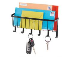 mDesign Briefablage und Schlüsselleiste aus Stahl- für ordentliche und platzsparende Aufbewahrung von Schlüssel, Briefe, Prospekte – Schlüsselbrett mit Ablage – Farbe: Mattschwarz