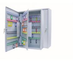 Wedo 10265037X Schlüsselschrank (für 150 Haken, pulverbeschichtetes Stahlblech 38 x 14 x 55 cm, Sicherheitsschloss inklusive 2 Schlüssel, Hakenleiste individuell verstellbar) lichtgrau