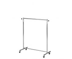 IDIMEX Kleiderständer Elmar, Garderobenständer Rollgarderobe Kleiderwagen Garderobenwagen Rollkleiderständer, rollbar, höhenverstellbar, verchromt