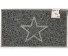 Nicoman Spaghettimatten Fußmatte für den Eingangsbereich｜Robuste Schmutzfangmatte aus Vinylschlingen | Geprägt Star【75x44cm, Mittel,Aussen】,Grau