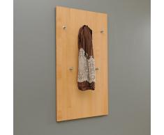 Holz-Projekt-Summer Wandgarderobe Flurgarderobe Garderobenpaneel Massivholz Buche mit 5 Kleiderhaken