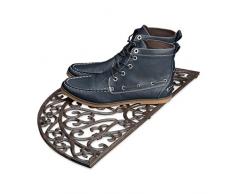 Relaxdays Fußabtreter Gusseisen rund HBT ca. 2 x 60 x 31 cm Fußabstreifer im Jugendstil Schuhabstreifer passend zum Landhausstil aus robustem Metall pulverbeschichtet mit Anti-Rutsch-Füßen, bronze