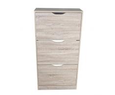 Style home Schuhschrank Schukipper Schuhtruhe mit drei Fächern aus MDF, Schuhregal Holz 60 x 23,5 x 118 cm (B x T x H)