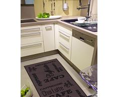 andiamo 282475 Küchenläufer Espresso / Waschbarer brauner Kurzflor Läufer aus 100% Polyamid / 1 x Teppich (57 x 120 cm)