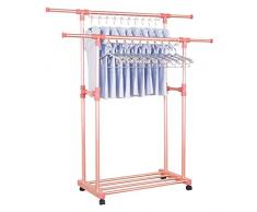 Home Decoration Haushalt Kleidung Racks, Rollkleiderständer Easy to Indoor Outdoor Multifunktions Wschetrockner Schlafzimmer Doppel Pole Garderobenständer bewegen (Color : C)