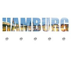 Cuadros Lifestyle Designer-Garderobe Hamburg | Wandgarderobe | Flurgarderobe | Garderobenhaken | Garderobenpaneel | Urban Look | Kleiderständer | Kleiderablage | Garderobenständer, Größe:100x40 cm